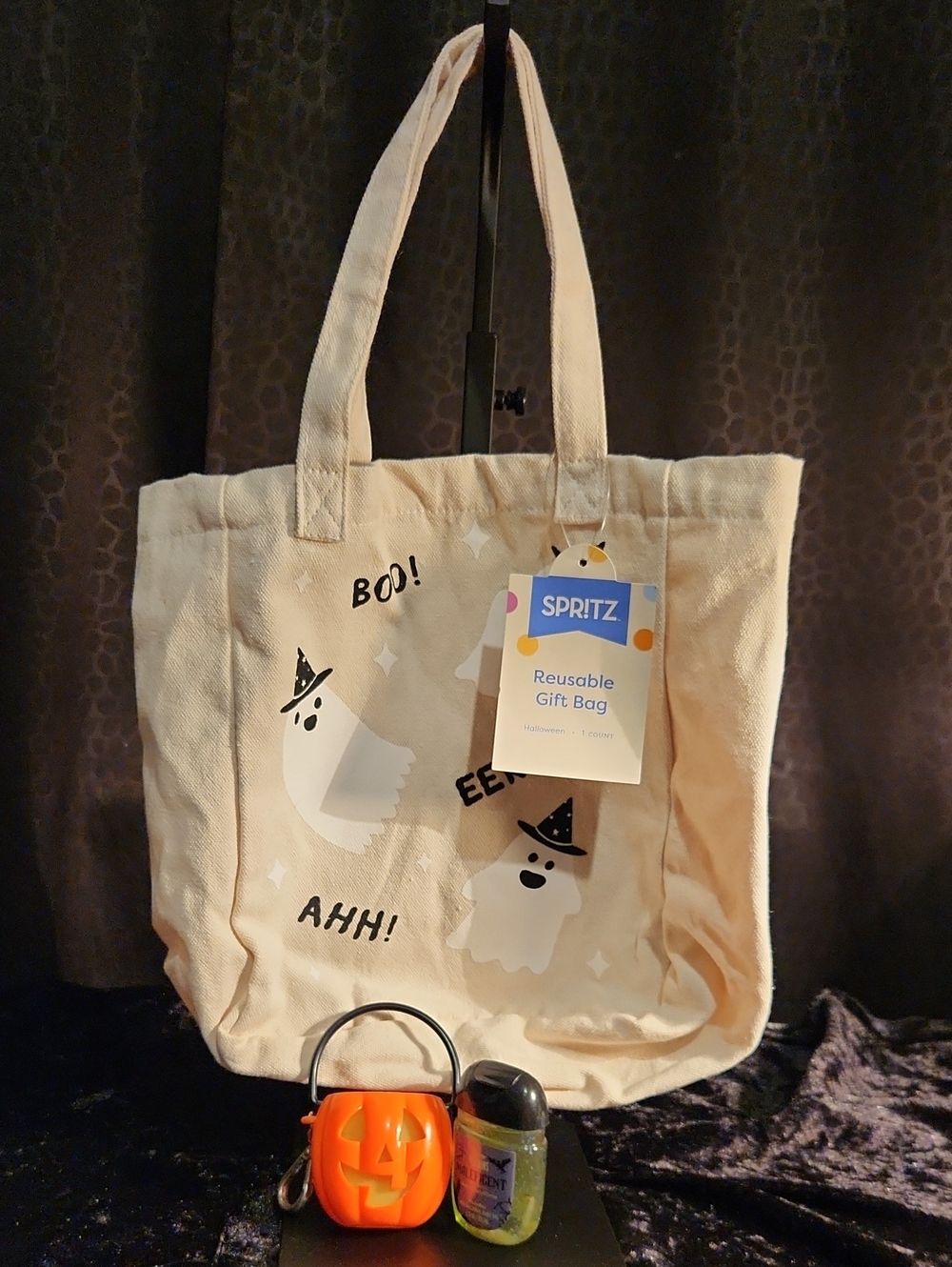 Summerween Spritz Cream Halloween Ghost Reusable Mini Tote Bag And Goodies